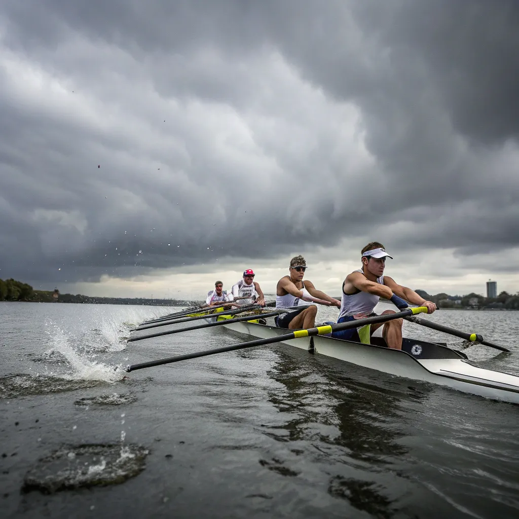 Professional rowers in action on the water